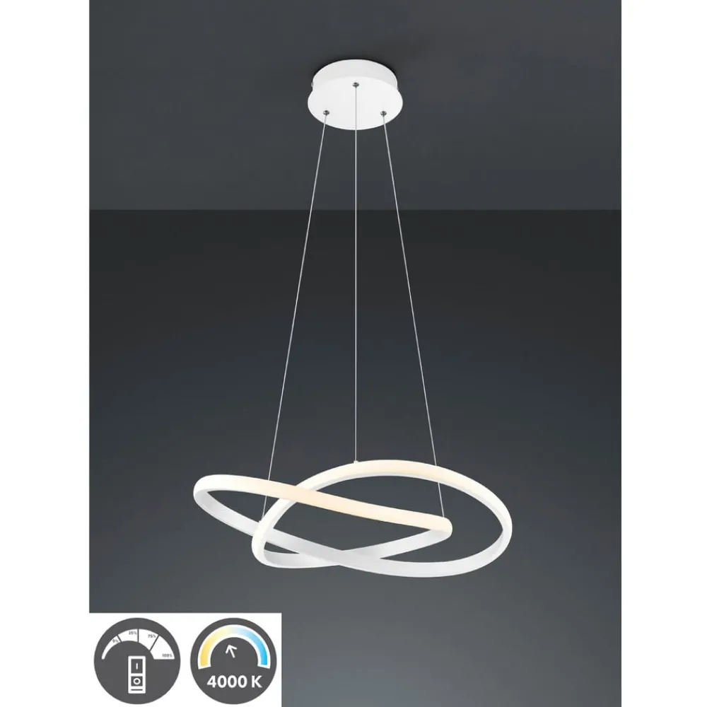 Reality Leuchten Pendellamper > Course LED-pendel, mat hvid, 4.000 K, Ø 60 cm, metal