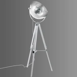 Gulvlamper ^ EGLO Covaleda gulvlampe med trefod, hvid, sølv