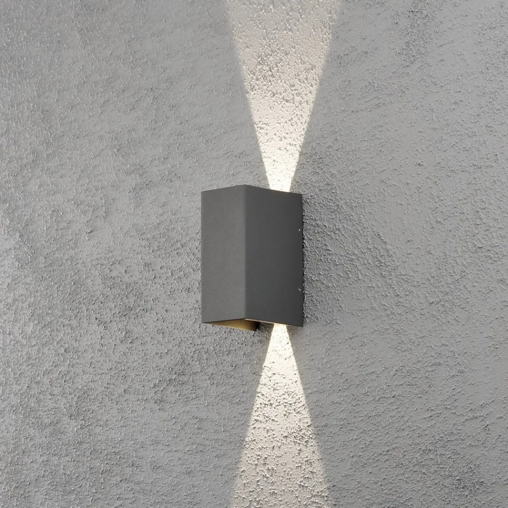 Væglamper ^ Konstsmide Cremona udendørs LED-væglampe 8 cm, antracit