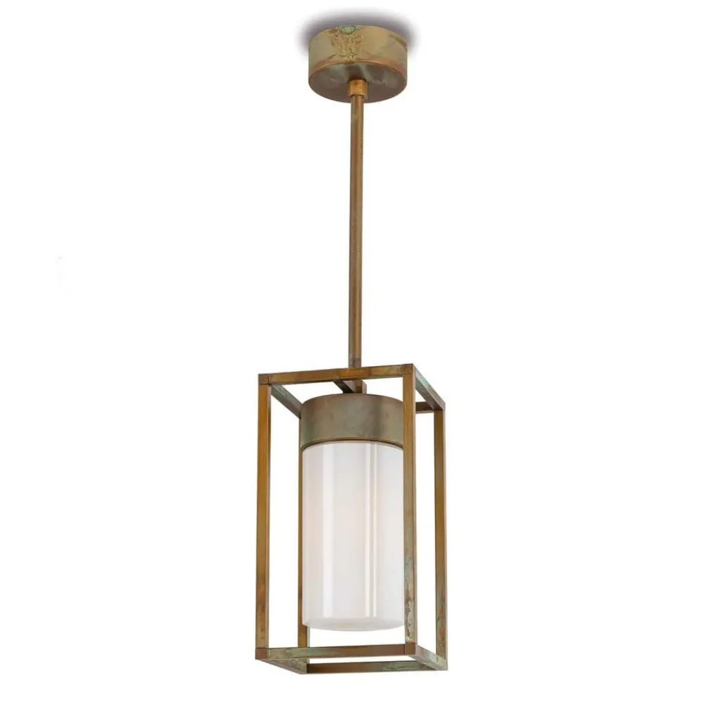 Udendørs Pendellamper ^ Moretti Luce Cubic³ 3368 hængelampe antik messing/opal