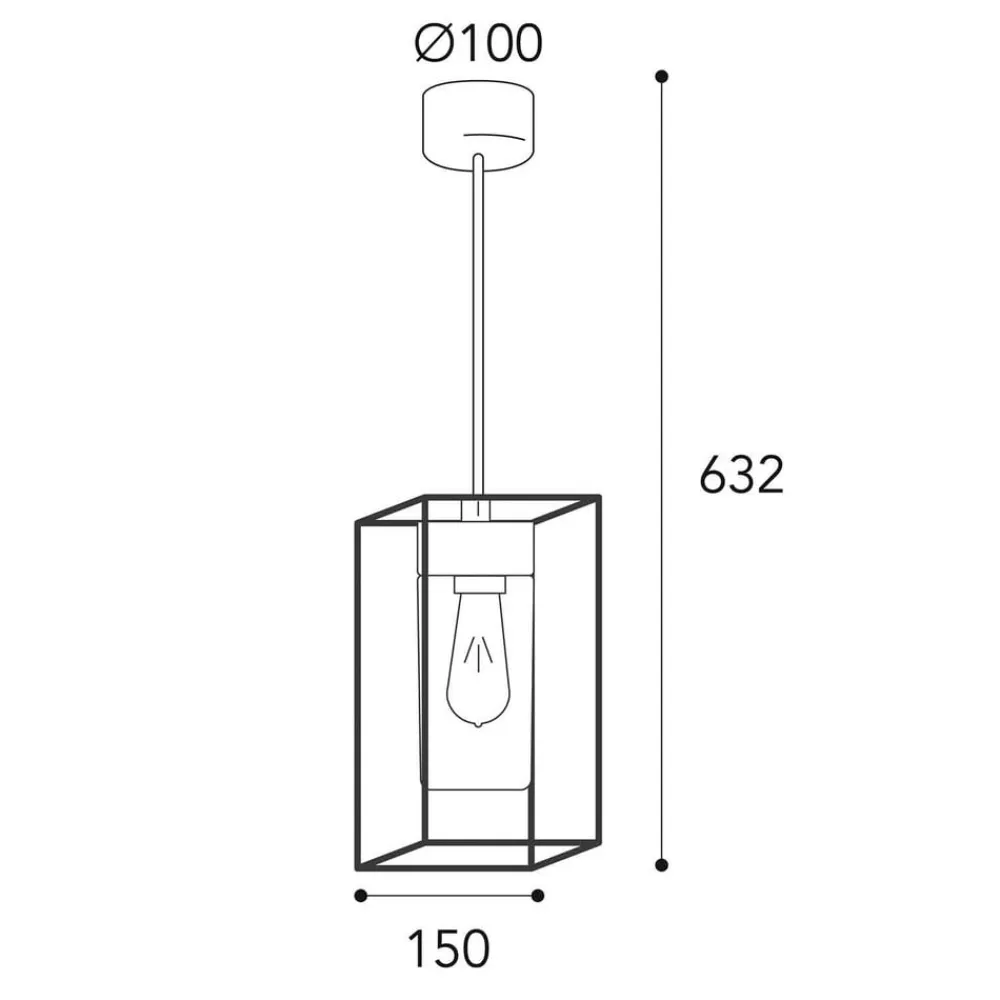 Udendørs Pendellamper ^ Moretti Luce Cubic³ 3368 hængelampe antik messing/opal