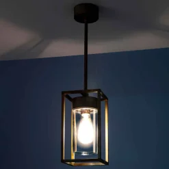 Udendørs Pendellamper ^ Moretti Luce Cubic³ 3368 hængelampe antik messing/klar