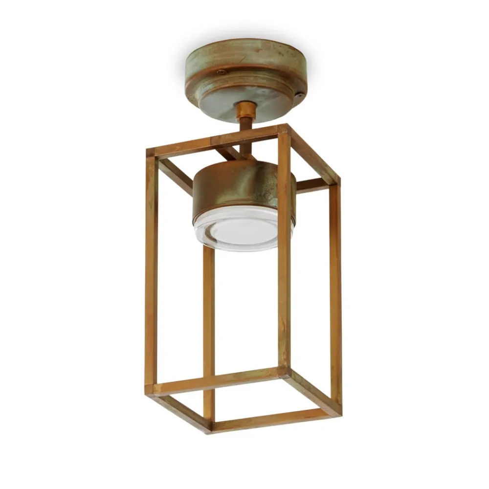 Moretti Luce Udendørs Loftlamper > Cubic 3373 LED udendørs loftlampe, messing/opal