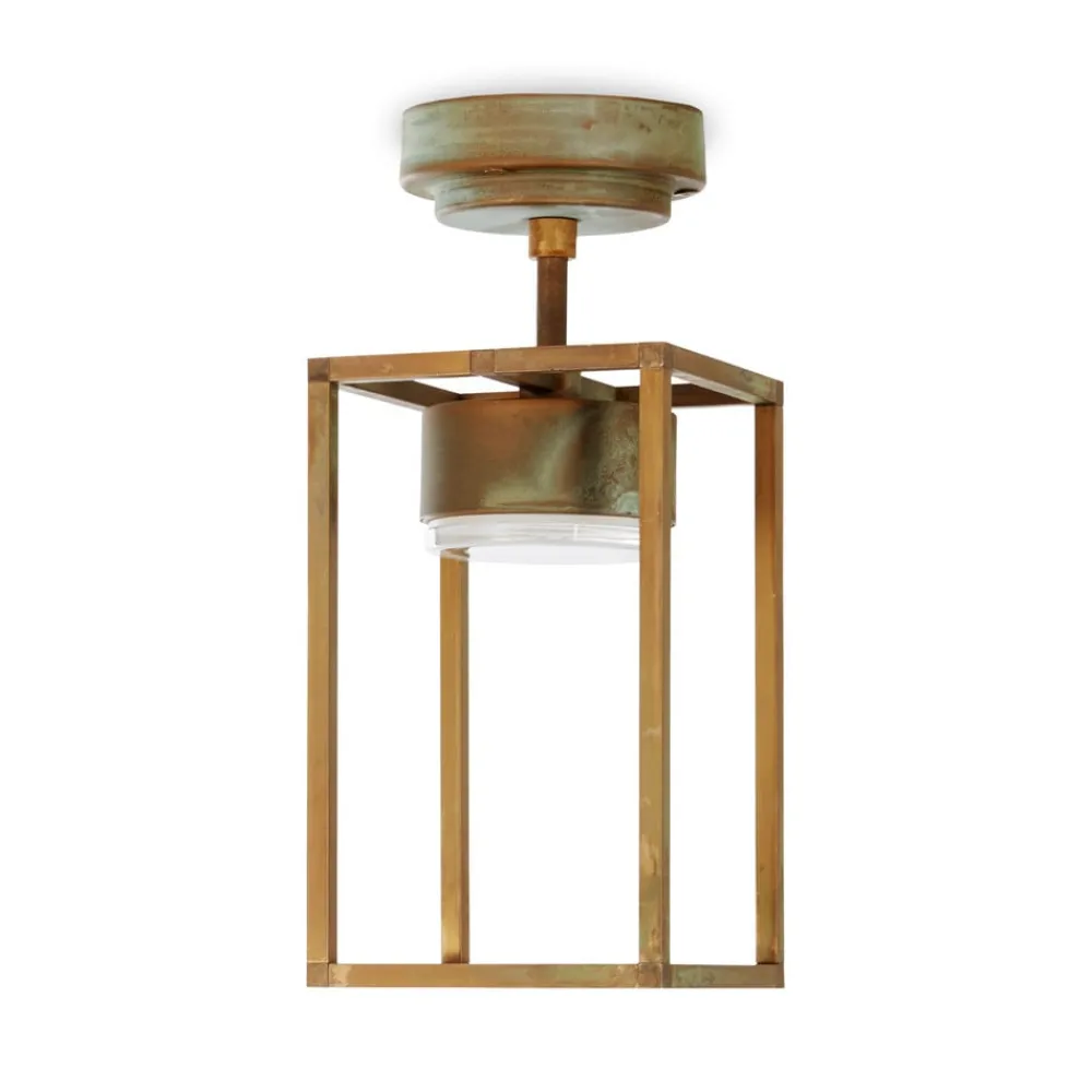 Moretti Luce Udendørs Loftlamper > Cubic 3373 LED udendørs loftlampe, messing/opal