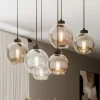 TK Lighting Pendellamper|Pendellamper > Cubus hængelampe, 74 cm, 6 lyskilder, klar/honning/brun, glas