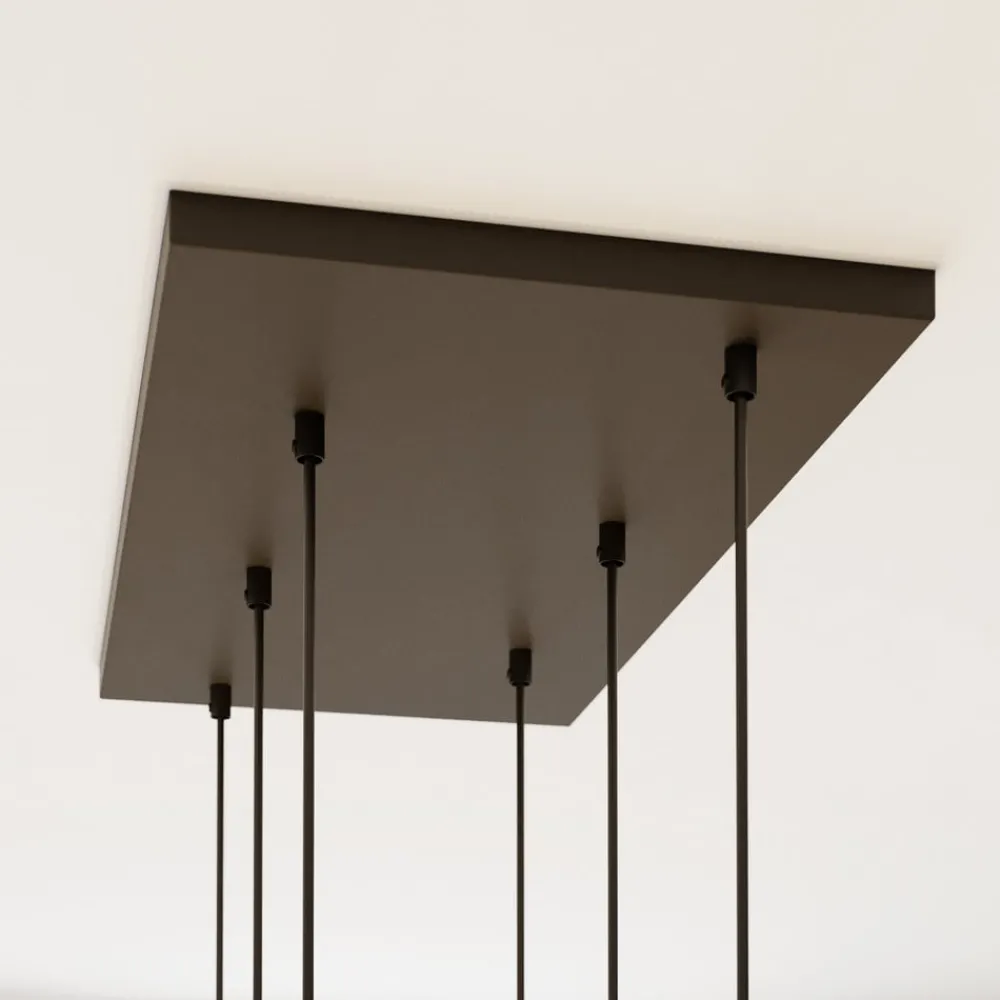 TK Lighting Pendellamper|Pendellamper > Cubus hængelampe, 74 cm, 6 lyskilder, klar/honning/brun, glas