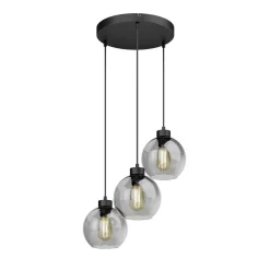 TK Lighting Pendellamper|Pendellamper > Cubus hængelampe, Ø 50 cm, 3 lyskilder, røgfarvet grå, glas