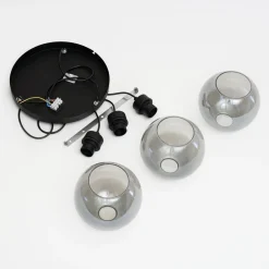 TK Lighting Pendellamper|Pendellamper > Cubus hængelampe, Ø 50 cm, 3 lyskilder, røgfarvet grå, glas