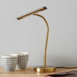 Arbejdsrum/Kontor|Bordlamper ^ Trio Lighting Curtis bøjelig LED-bordlampe, antik messing