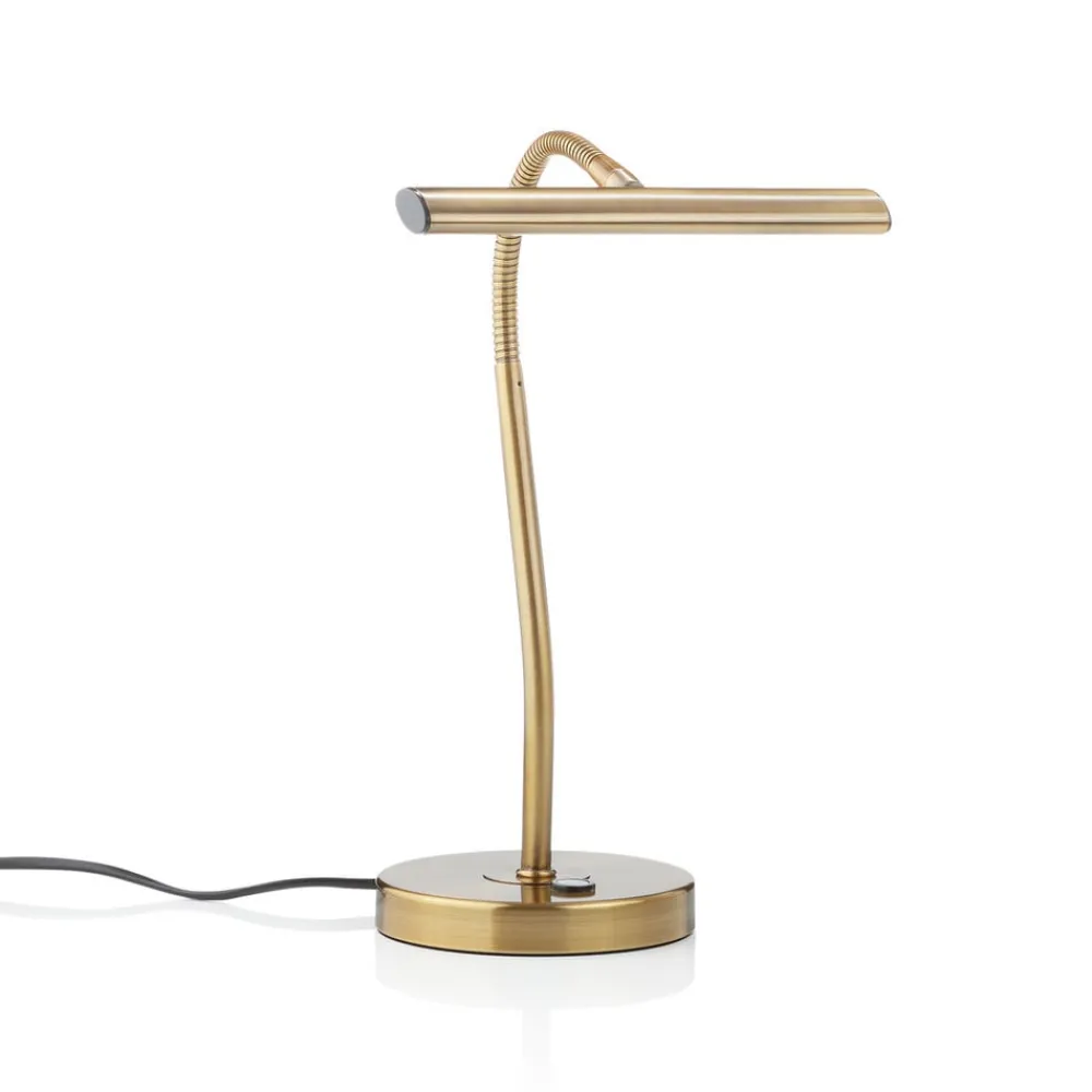 Arbejdsrum/Kontor|Bordlamper ^ Trio Lighting Curtis bøjelig LED-bordlampe, antik messing
