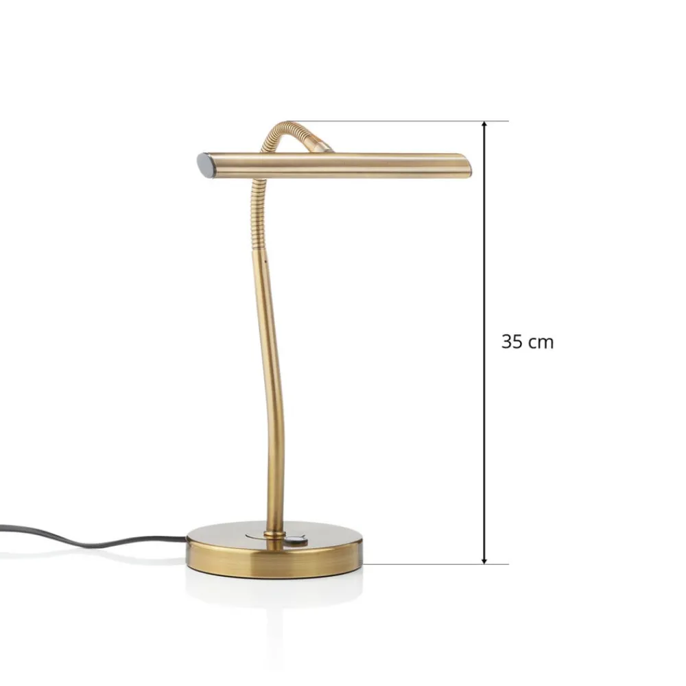 Arbejdsrum/Kontor|Bordlamper ^ Trio Lighting Curtis bøjelig LED-bordlampe, antik messing