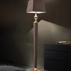 Masiero Gulvlamper|Gulvlamper > Darshan gulvlampe med brunt læderovertræk