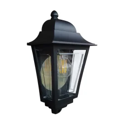 Elstead Terrassebelysning > Deco Lane udendørs væglampe, sort, lygte, aluminium, IP44