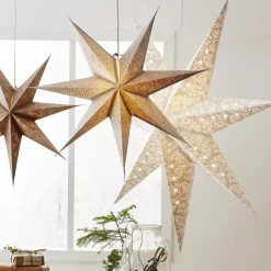 STAR TRADING Dekorationsbelysning|Julepynt > Decorus papirstjerne, uden belysning, hvid/sølv