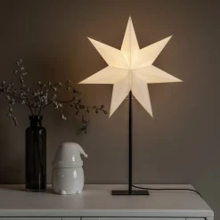 Konstsmide Christmas Julepynt|Julestjerner > Dekolampe papirstjerne, 7-takket, hvid højde 65 cm