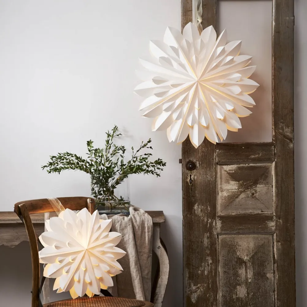 STAR TRADING Julepynt|Julestjerner > Dekorativ stjerne Cliff, papir, uden fatning hvid Ø 60cm