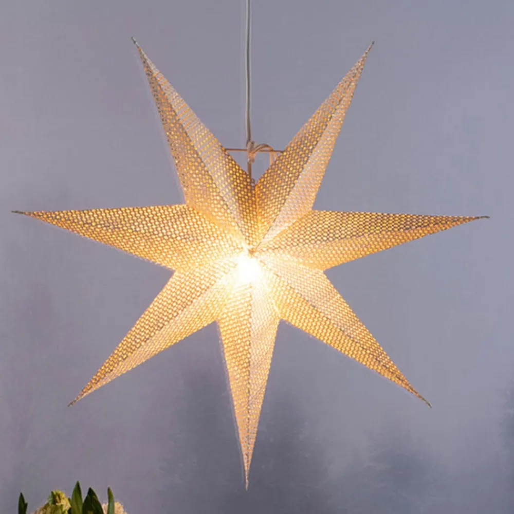 Konstsmide Christmas Julepynt|Julestjerner > Dekostjerne af hvidt papir, hulmønster, 7 takker