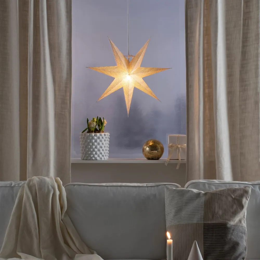 Konstsmide Christmas Julepynt|Julestjerner > Dekostjerne af hvidt papir, hulmønster, 7 takker