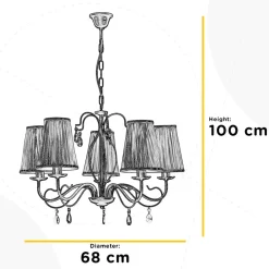 ONLI Lysekroner > Delia lysekrone, bronzefarvet, 5-lys, Ø 68 cm