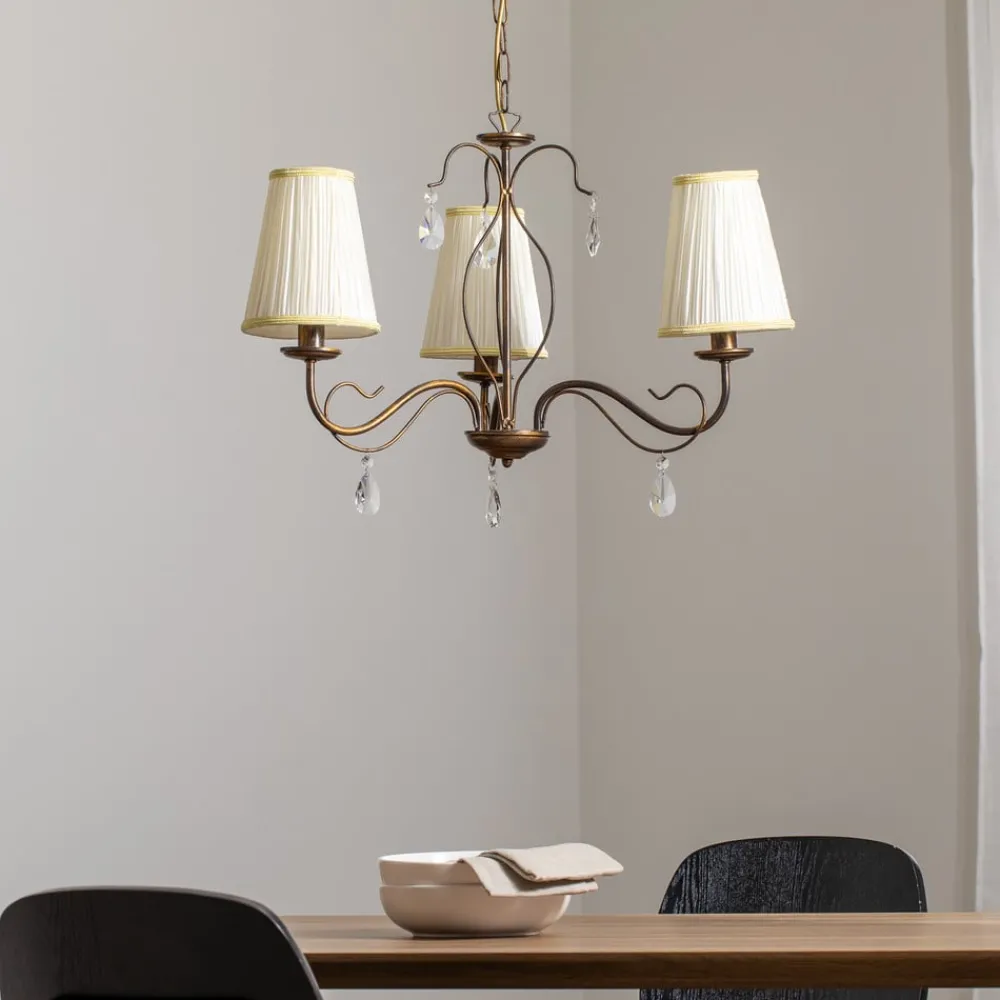 ONLI Lysekroner > Delia lysekrone, bronzefarvet, 3-lys, Ø 60 cm