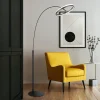 Gulvlamper ^ Globo Della LED-gulvlampe, højde 190 cm, sort/mørkegrå, metal