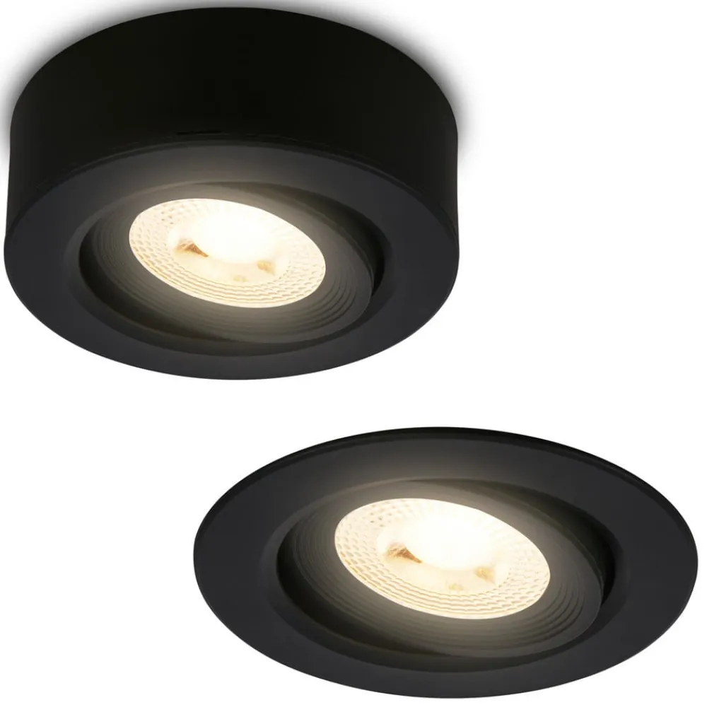 Briloner Loftlamper|Indbygningsspots > Desi indbygningslampe, sort, Ø9cm, tænd/sluk, 3000K
