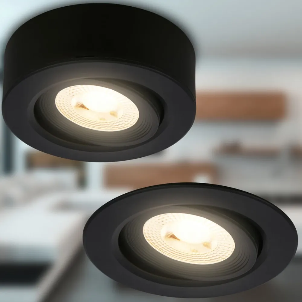 Briloner Loftlamper|Indbygningsspots > Desi indbygningslampe, sort, Ø9cm, tænd/sluk, 3000K