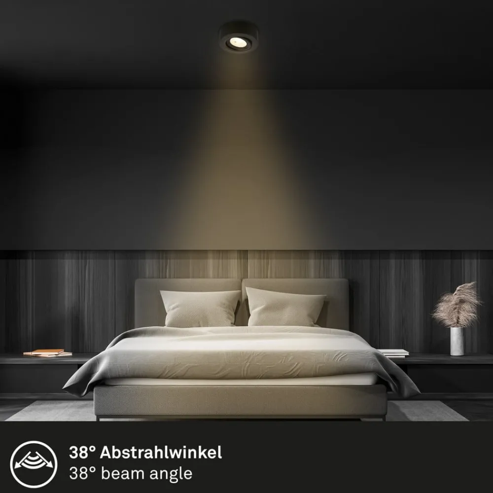 Briloner Loftlamper|Indbygningsspots > Desi indbygningslampe, sort, Ø9cm, tænd/sluk, 3000K