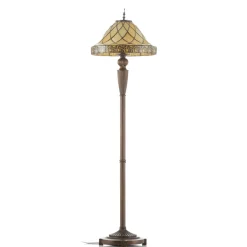 Clayre&Eef Gulvlamper|Gulvlamper > Diamond dekorativ gulvlampe med Tiffany-skærm
