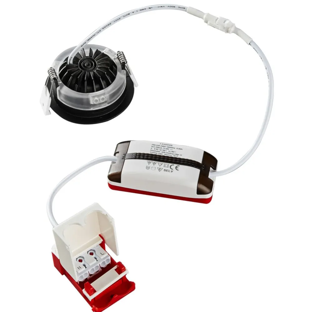 Heitronic Loftlamper|Indbygningsspots > DL6809 LED-downlight, rundt, sort