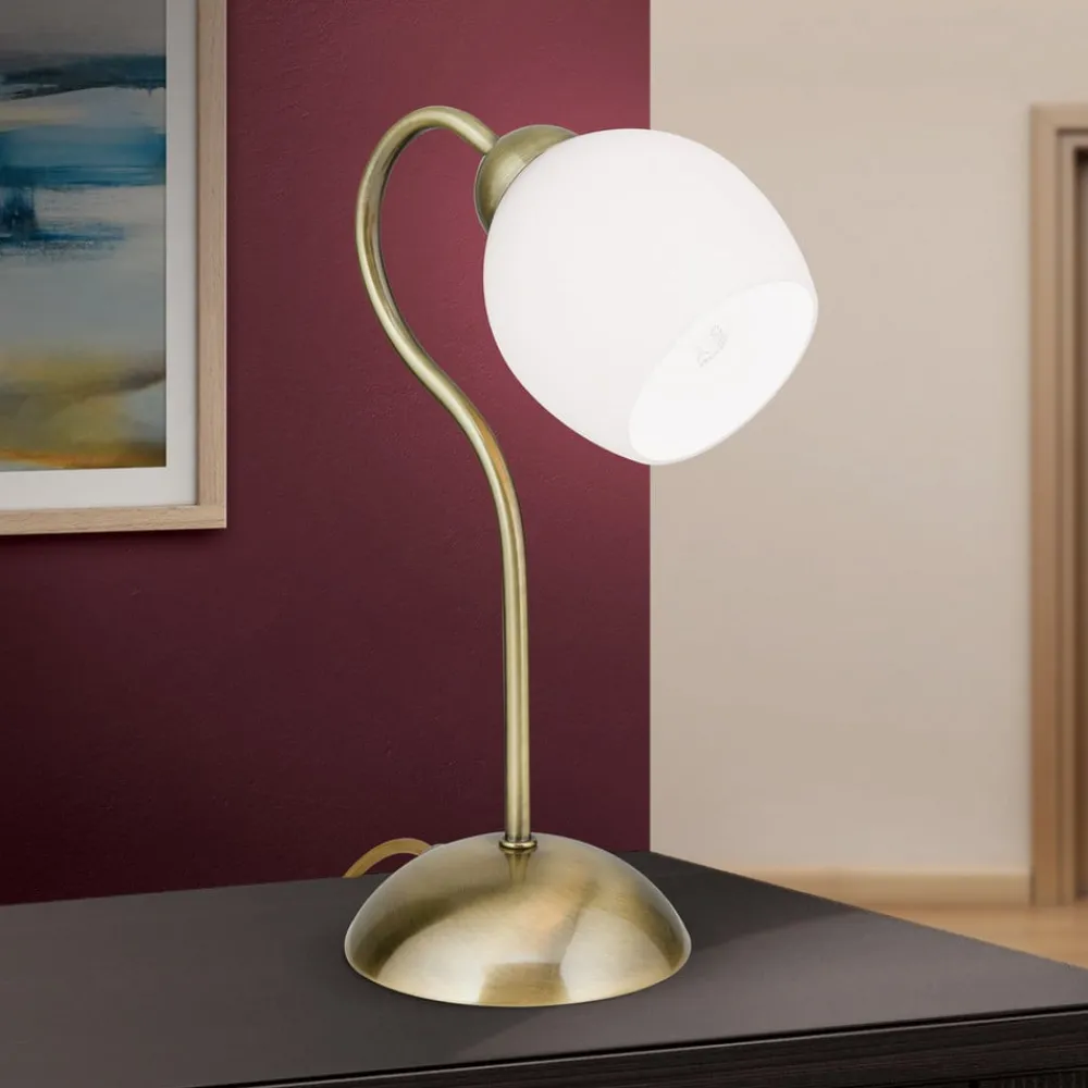 ORION Bordlamper > Doma bordlampe, antik messingfarve, højde 30 cm, glas