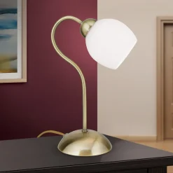 ORION Bordlamper > Doma bordlampe, antik messingfarve, højde 30 cm, glas