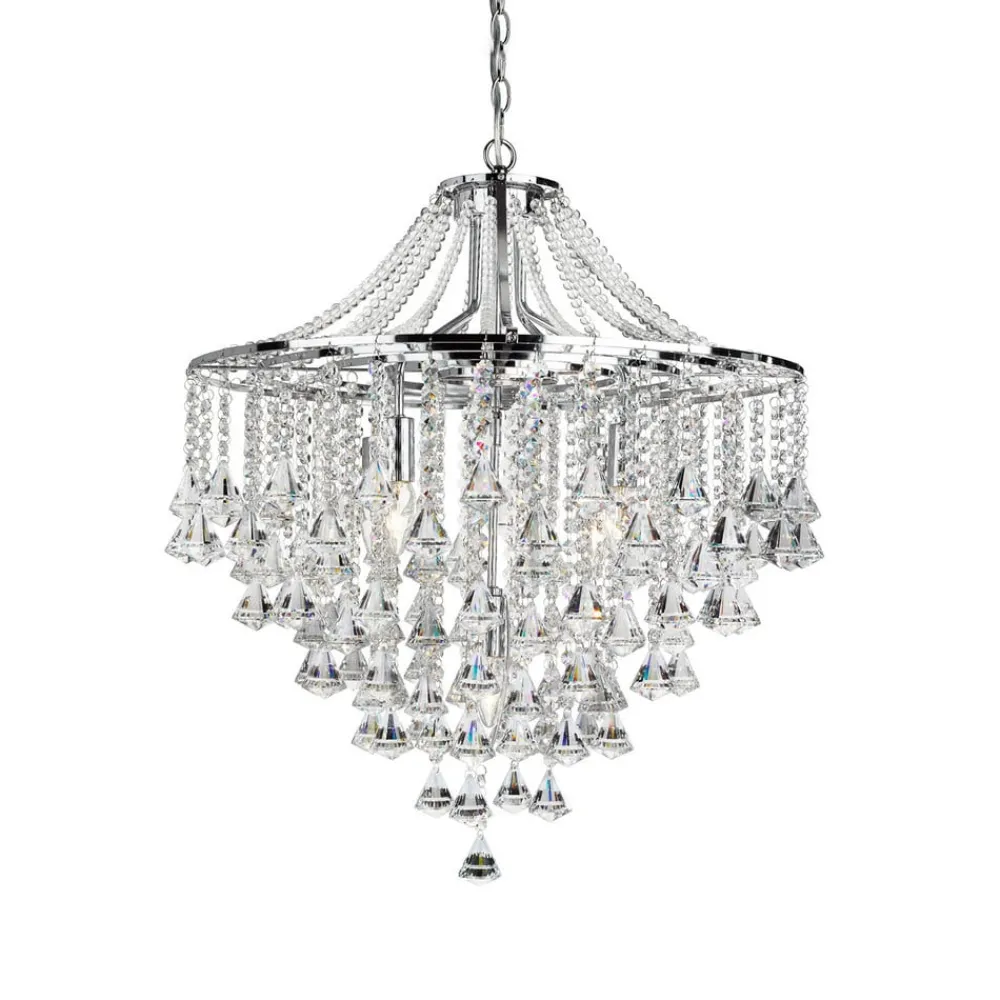 Lysekroner ^ Searchlight Dorchester lysekrone, krystalglas, 5 lyskilder, Ø 64 cm, E14
