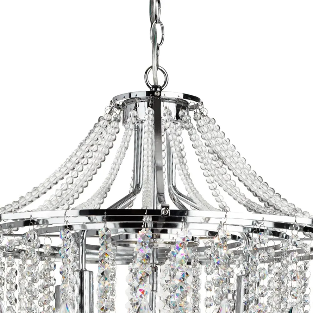 Lysekroner ^ Searchlight Dorchester lysekrone, krystalglas, 5 lyskilder, Ø 64 cm, E14