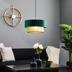 Maco Design Pendellamper|Pendellamper > Dorina hængelampe, grøn/guld Ø 40cm