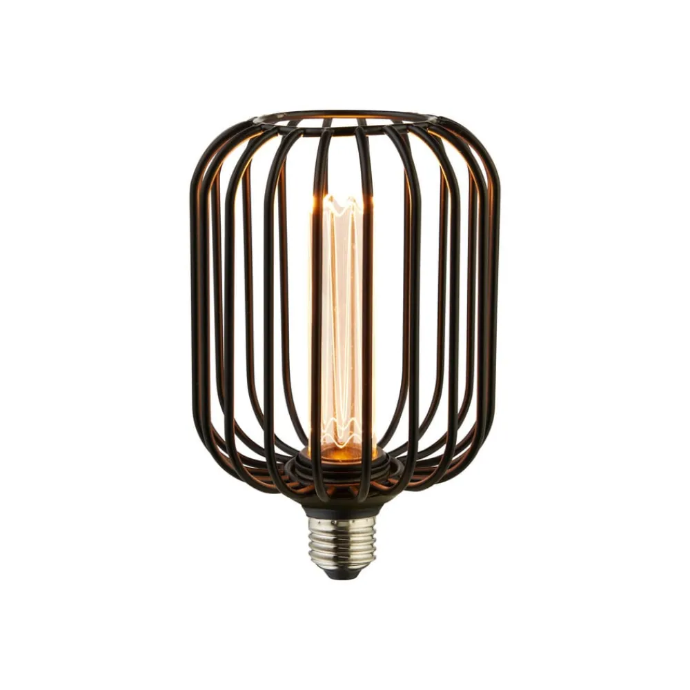 Filament Pære ^ Searchlight Drum LED-pære, sort, E27, 3,5 W, 1.800 K, dæmpbar