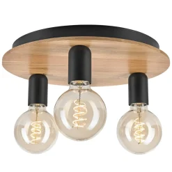 Loftlamper ^ Lamkur Lighting Dusty loftlampe, bøgetræ, sort, Ø 33 cm, 3 lyskilder