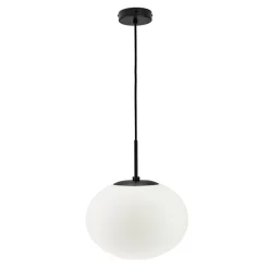 Dyberg Larsen Pendellamper > Princess hængelampe, opal/sort, Ø 28 cm
