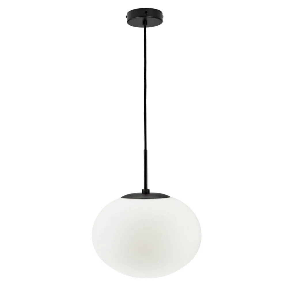 Dyberg Larsen Pendellamper > Princess hængelampe, opal/sort, Ø 28 cm