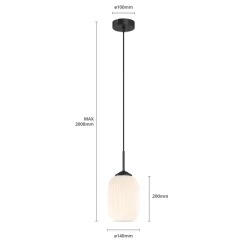 Dyberg Larsen Pendellamper|Pendellamper > Riflet pendellampe i glas, Ø 14 cm