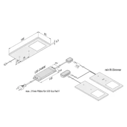 Underskabsbelysning ^ Hera Eco-Pad F LED-underskabsbelysning, 2, 4.000 K sort