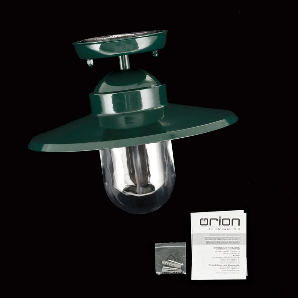 ORION Udendørs Loftlamper > Edward udendørs loftlampe, grøn, Ø 27,5 cm, aluminium/glas