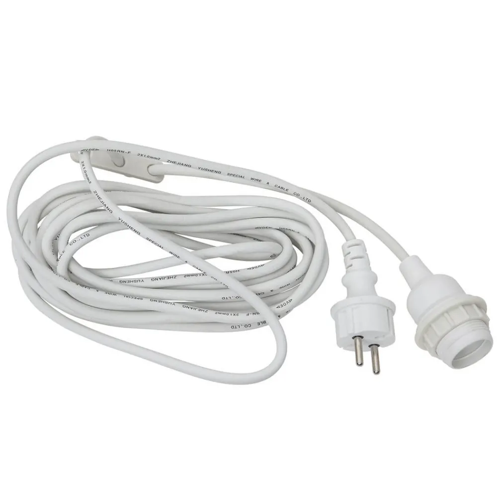 STAR TRADING Elektroniske Materialer > E27-fatning med Ute-kabel, 5 m, hvid