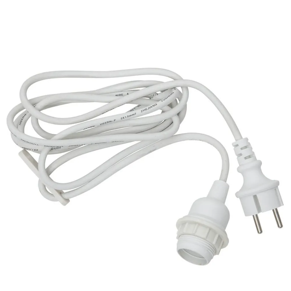 STAR TRADING Elektroniske Materialer > E27-fatning med Ute-kabel, 5 m, hvid