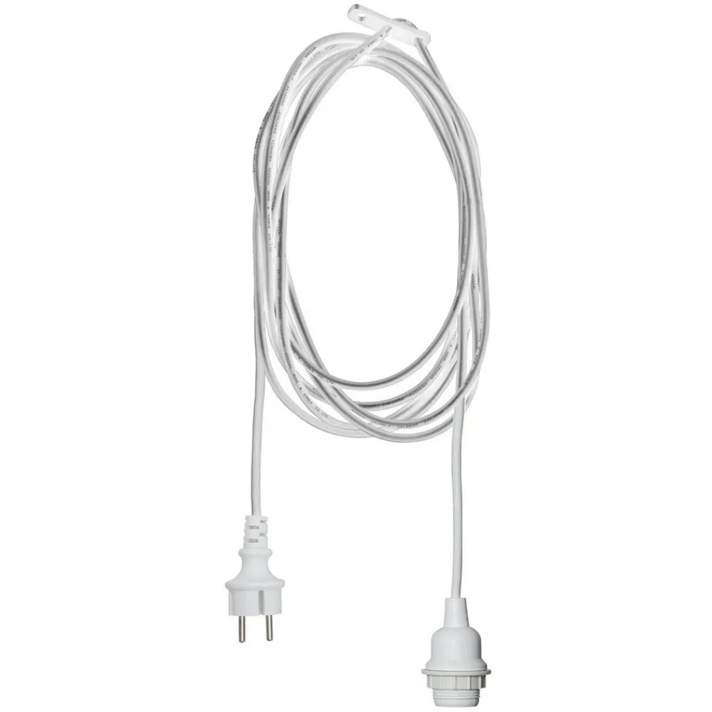 STAR TRADING Elektroniske Materialer > E27-fatning med Ute-kabel, 5 m, hvid