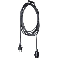 Elektroniske Materialer ^ STAR TRADING E27-fatning med Ute-kabel, 5 m, sort