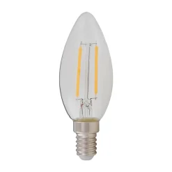 Lindby Filament Pære|Led Pærer > E14 filament LED-kertepære 2W, klar, 2.700 K
