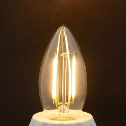 Lindby Filament Pære|Led Pærer > E14 filament LED-kertepære 2W, klar, 2.700 K
