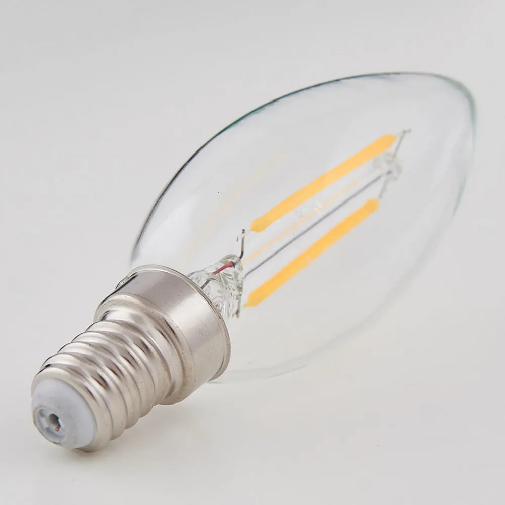 Lindby Filament Pære|Led Pærer > E14 filament LED-kertepære 2W, klar, 2.700 K