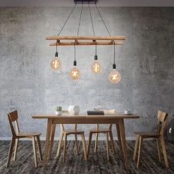 JUST LIGHT. GmbH Pendellamper > Egar Hængelampe i træ, 4 lyskilder